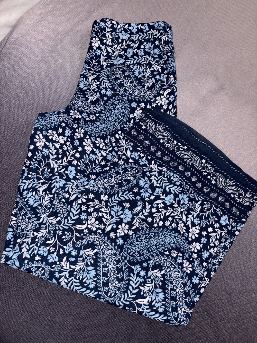 LOFT Navy Blue Paisley Wide Leg Pants
